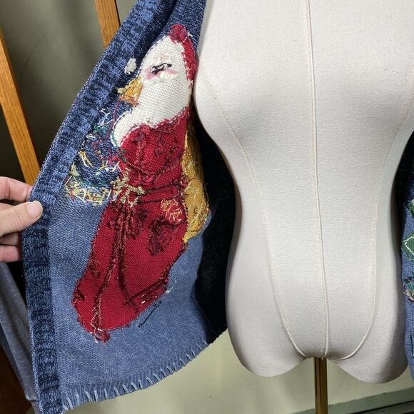 Heirloom Collectibles Sz L Vtg 90s Christmas Holiday Knit Zip Cardigan Sweater - Picture 13 of 16